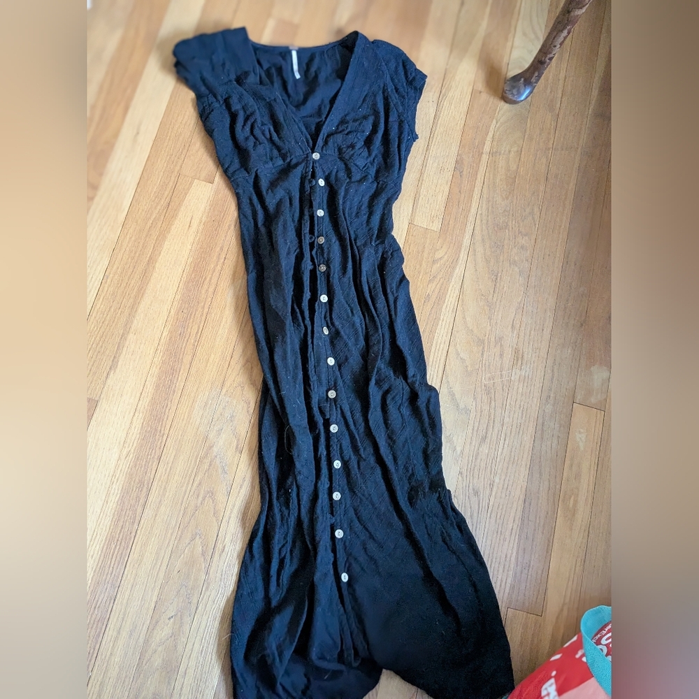 Black Button-Down Maxi Dress